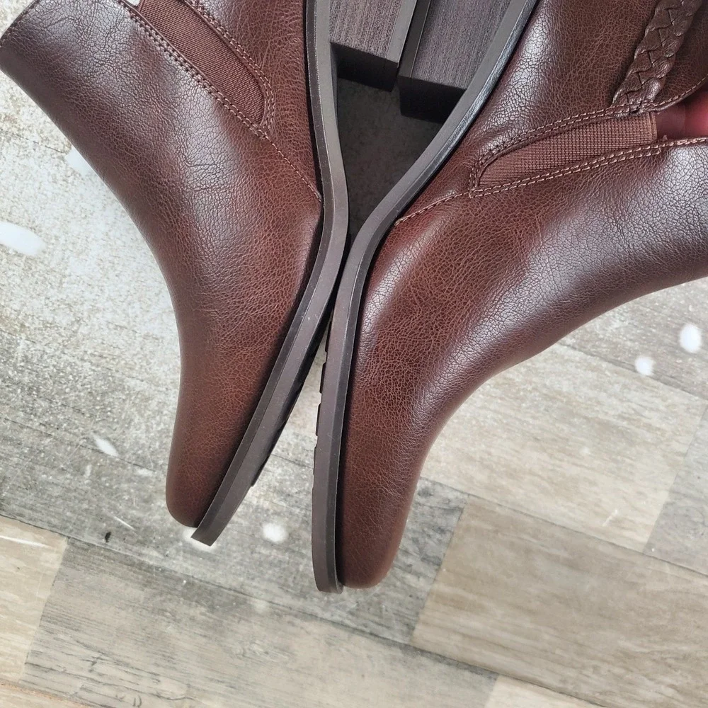 Baretraps Palmer Women Ankle Bootie Sz 11 M Brush Brown Leather Buckle Round Toe